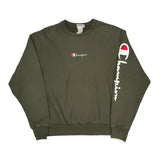 Reverse Weave Champion Spellout Sweatshirt - Large Green Cotton