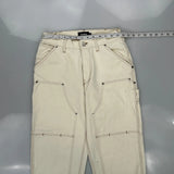 Unbranded Double Knee Carpenter Trousers - 27W UK 8 Cream Cotton