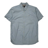 Tommy Hilfiger Striped Short Sleeve Shirt - XL Blue Cotton
