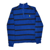 Age 10-12 Polo By Ralph Lauren Striped Rugby Shirt - Large Blue Cotton