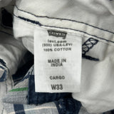 Levis Checked Cargo Shorts - 34W 10L Blue Cotton