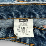 Made In USA Levis Orange Tab 550 Jeans - 33W 34L Blue Cotton