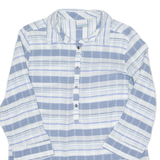 COLUMBIA 1/2 Button Turn Up Sleeve Womens Shirt Blue Striped 3/4 Sleeve M