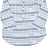 COLUMBIA 1/2 Button Turn Up Sleeve Womens Shirt Blue Striped 3/4 Sleeve M