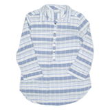 COLUMBIA 1/2 Button Turn Up Sleeve Womens Shirt Blue Striped 3/4 Sleeve M