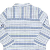 COLUMBIA 1/2 Button Turn Up Sleeve Womens Shirt Blue Striped 3/4 Sleeve M