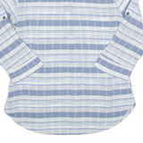 COLUMBIA 1/2 Button Turn Up Sleeve Womens Shirt Blue Striped 3/4 Sleeve M