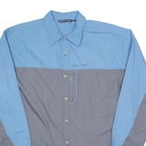 QUIKSILVER Surf Mens Plain Shirt Blue Colourblock Long Sleeve L