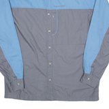 QUIKSILVER Surf Mens Plain Shirt Blue Colourblock Long Sleeve L