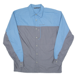 QUIKSILVER Surf Mens Plain Shirt Blue Colourblock Long Sleeve L
