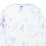 GILDAN Mens Tie Dye T-Shirt White Long Sleeve M