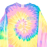 GILDAN Destin Florida Mens Tie Dye T-Shirt Pink Long Sleeve USA S