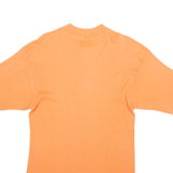 VINEGAR Mens T-Shirt Orange Button Neck L