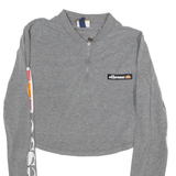 ELLESSE Cropped Womens T-Shirt Grey Long Sleeve 1/4 Zip UK 8