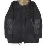 SANDRO Sherpa Lined Womens Jacket Blue Hooded S