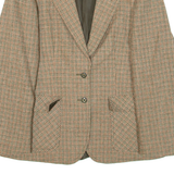 BRUESTLE Womens Blazer Jacket Green Knit Wool Check M