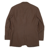 Mens Blazer Jacket Brown Knit Wool Herringbone S