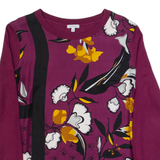 JIGSAW Womens Printed Top Maroon Long Sleeve Silk Floral XS