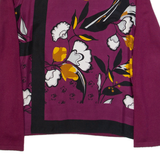 JIGSAW Womens Printed Top Maroon Long Sleeve Silk Floral XS