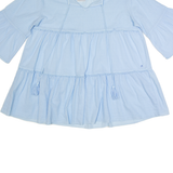 REPLAY Womens Oversized Top Blue V-Neck 3/4 Sleeve M