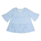 REPLAY Womens Oversized Top Blue V-Neck 3/4 Sleeve M