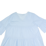 REPLAY Womens Oversized Top Blue V-Neck 3/4 Sleeve M