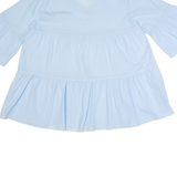 REPLAY Womens Oversized Top Blue V-Neck 3/4 Sleeve M