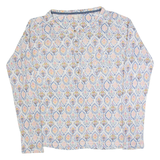 WHITE STUFF Womens Printed Top Cream Long Sleeve Linen Crazy Pattern UK 10
