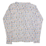 WHITE STUFF Womens Printed Top Cream Long Sleeve Linen Crazy Pattern UK 10