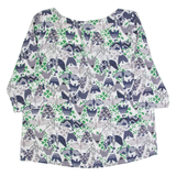 WHITE STUFF Womens Printed Blouse Cream 3/4 Sleeve Crazy Pattern UK 12