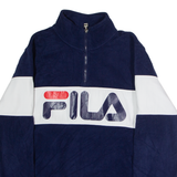 FILA Mens Patterned Fleece Blue Colourblock 1/4 Zip M