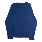 TOMMY HILFIGER Mens Jumper Blue V-Neck Tight Knit 2XL