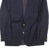 Mens Blazer Jacket Blue Wool Check L