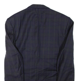 Mens Blazer Jacket Blue Wool Check L