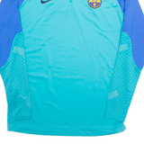 NIKE DRI FIT Slim Fit FC Barcelona Mens Sweatshirt Blue 1/4 Zip L