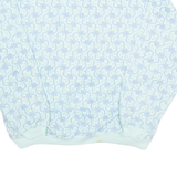 FLEECE FORWARD Bow Print Fleece Lined Womens Sweatshirt Blue V-Neck 90s L