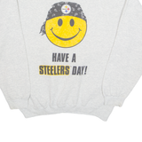 Pittsburgh Steelers Smiley NFL Mens Sweatshirt Grey 90s USA L