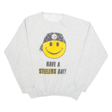 Pittsburgh Steelers Smiley NFL Mens Sweatshirt Grey 90s USA L