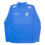 NIKE Cs Italien Mens Football Shirt Jersey Blue Long Sleeve 1/4 Zip S