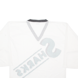 YVETTE Sharks Mens Jersey White Long Sleeve USA V-Neck XL