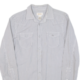 DIESEL Mens Shirt Grey Striped Long Sleeve S