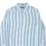 TOMMY HILFIGER Mens Shirt Blue Striped Long Sleeve L