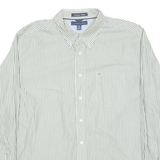 TOMMY HILFIGER Mens Shirt Green Striped Long Sleeve XL