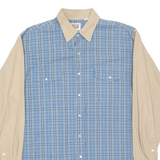 ELY CATTLEMAN Mens Denim Shirt Blue Check Long Sleeve L