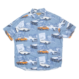 CLEARWATER Mens Shirt Blue Crazy Pattern L