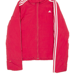 ADIDAS Womens Puffer Jacket Red Hooded UK 14