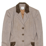MAX DINE Womens Blazer Coat Brown Wool Herringbone M
