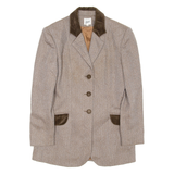 MAX DINE Womens Blazer Coat Brown Wool Herringbone M