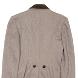 MAX DINE Womens Blazer Coat Brown Wool Herringbone M
