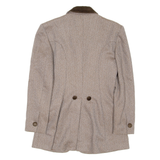 MAX DINE Womens Blazer Coat Brown Wool Herringbone M
